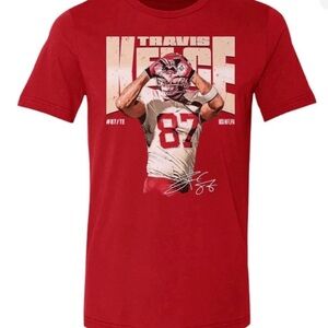 Travis Kelce Heart Kansas City Chiefs T-Shirt Red Size Small Next Level Swift